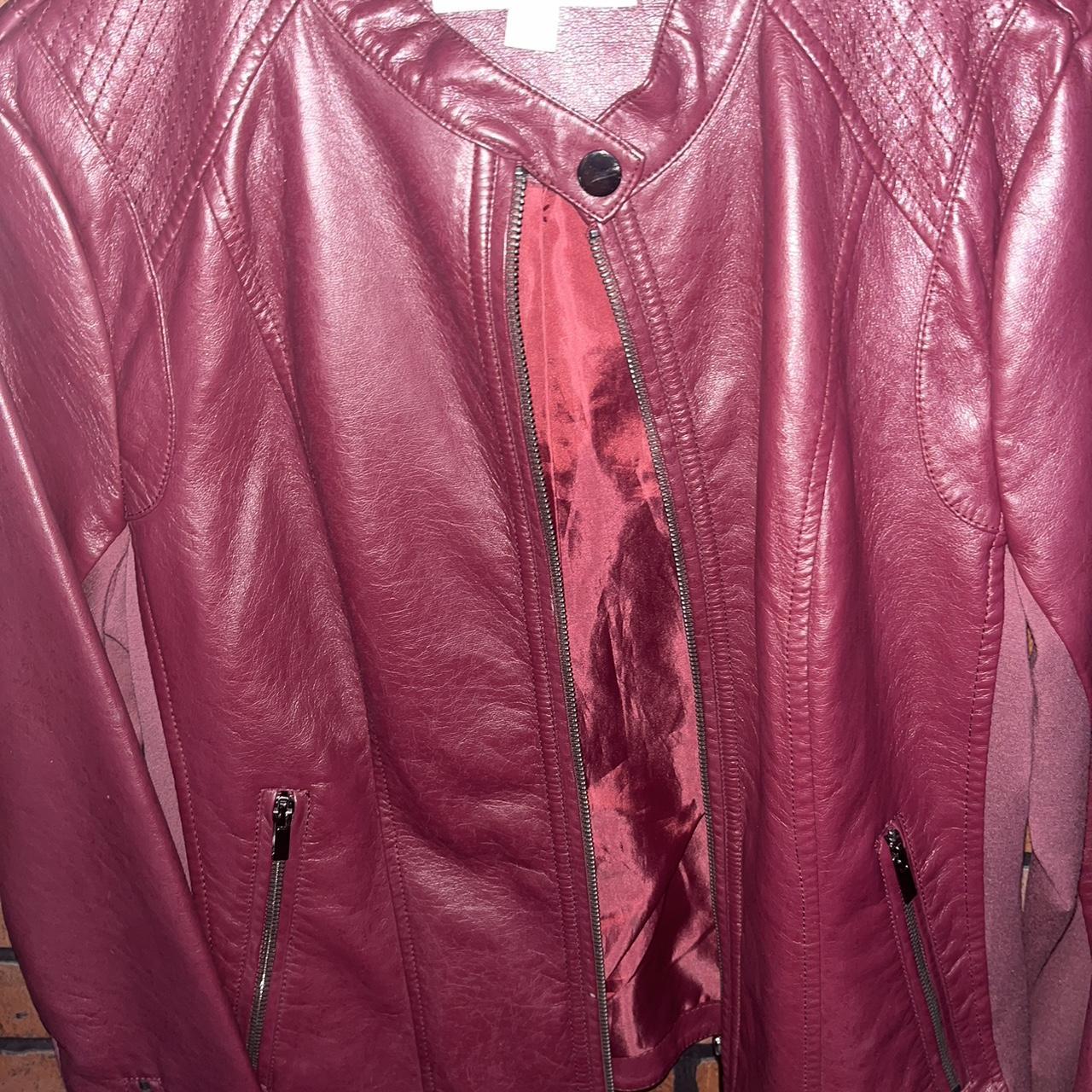 Burgundy Leather Jacket #chic #vintage #designer - Depop