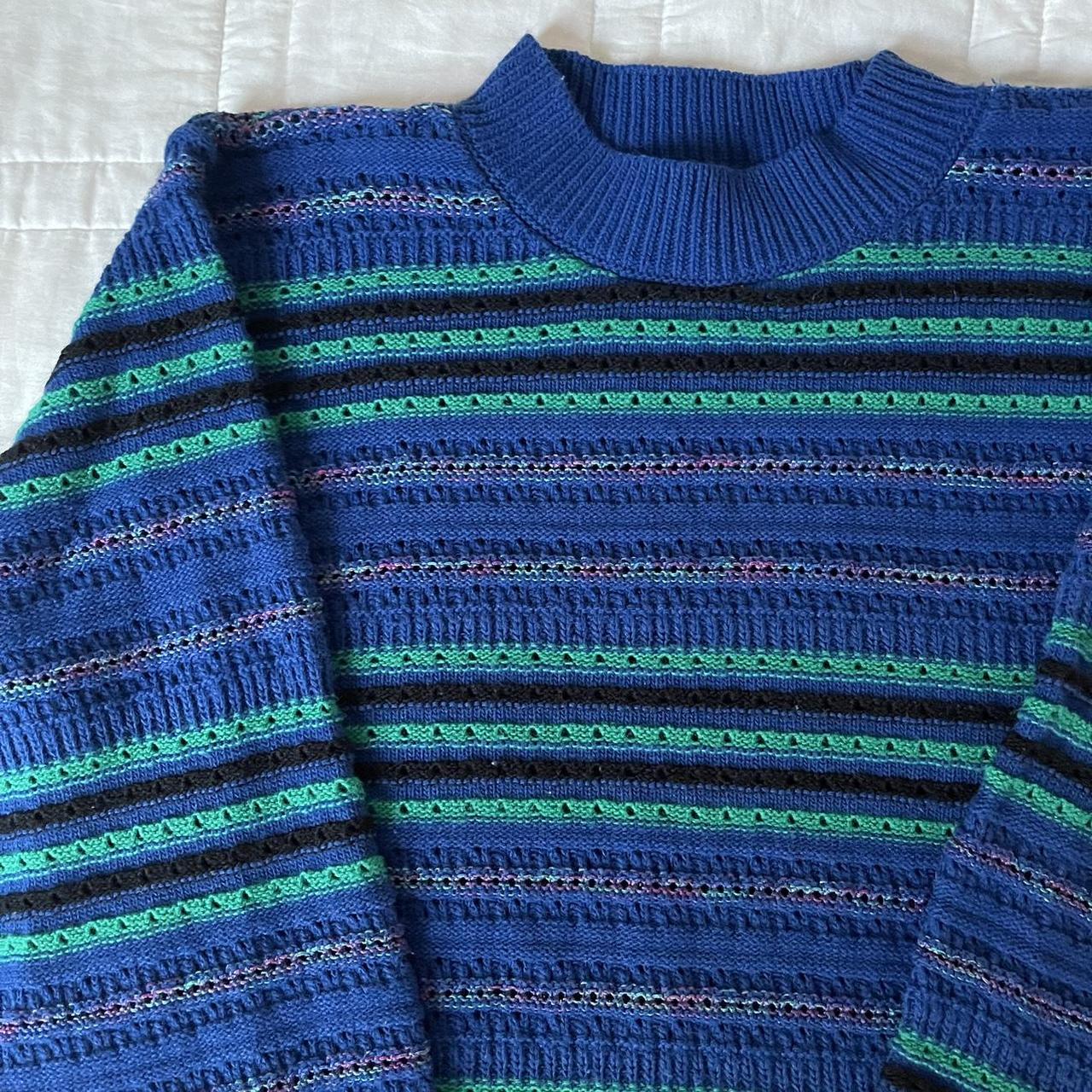 Vintage striped knit sweater by Alfred Dunner. Has... Depop