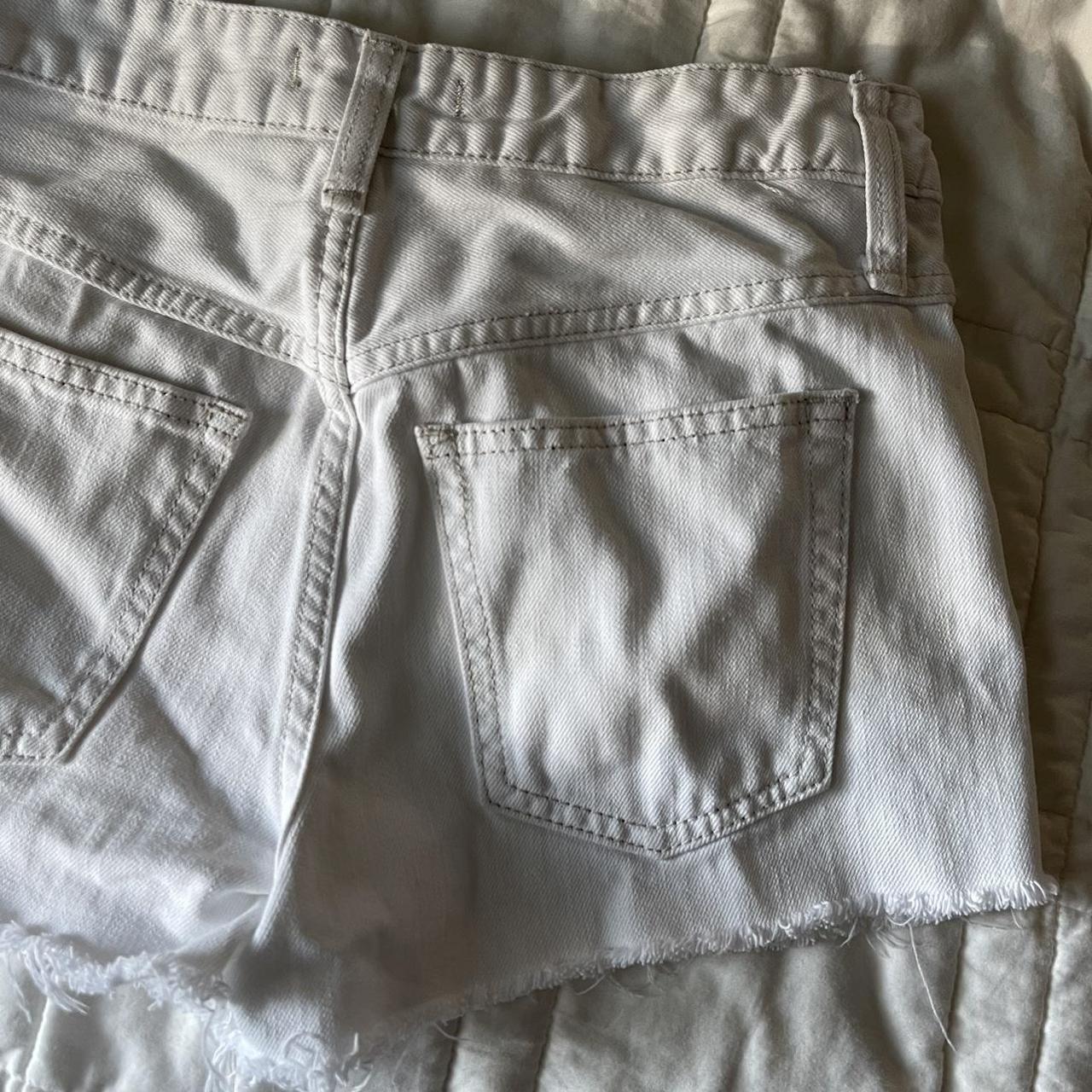 White jean shorts by Free People. Great... - Depop