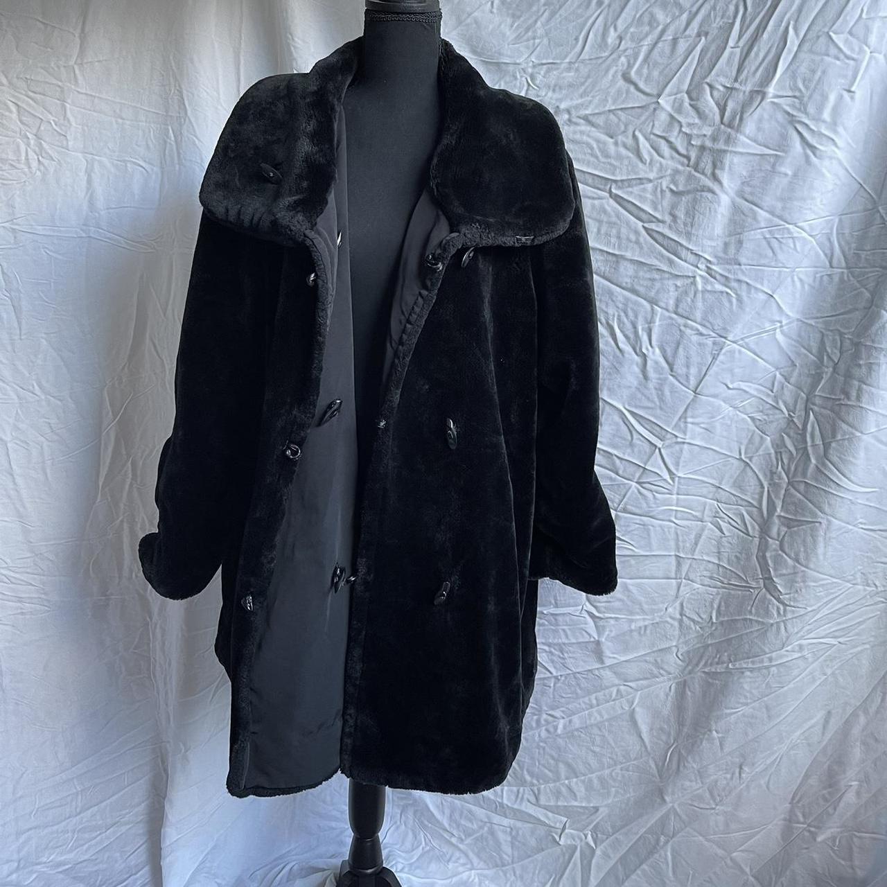 Vintage faux fur jacket. Jones New York Reversible... - Depop