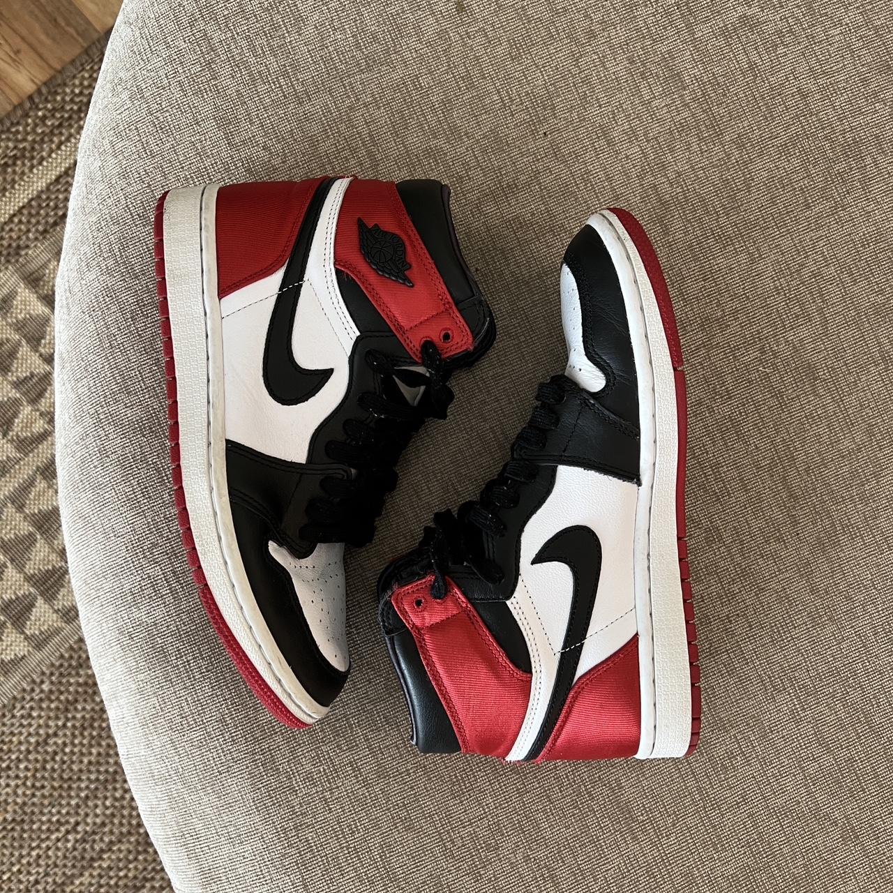 Nike Air Jordan 1 Retro High “Satin Black Toe” 2019.... - Depop