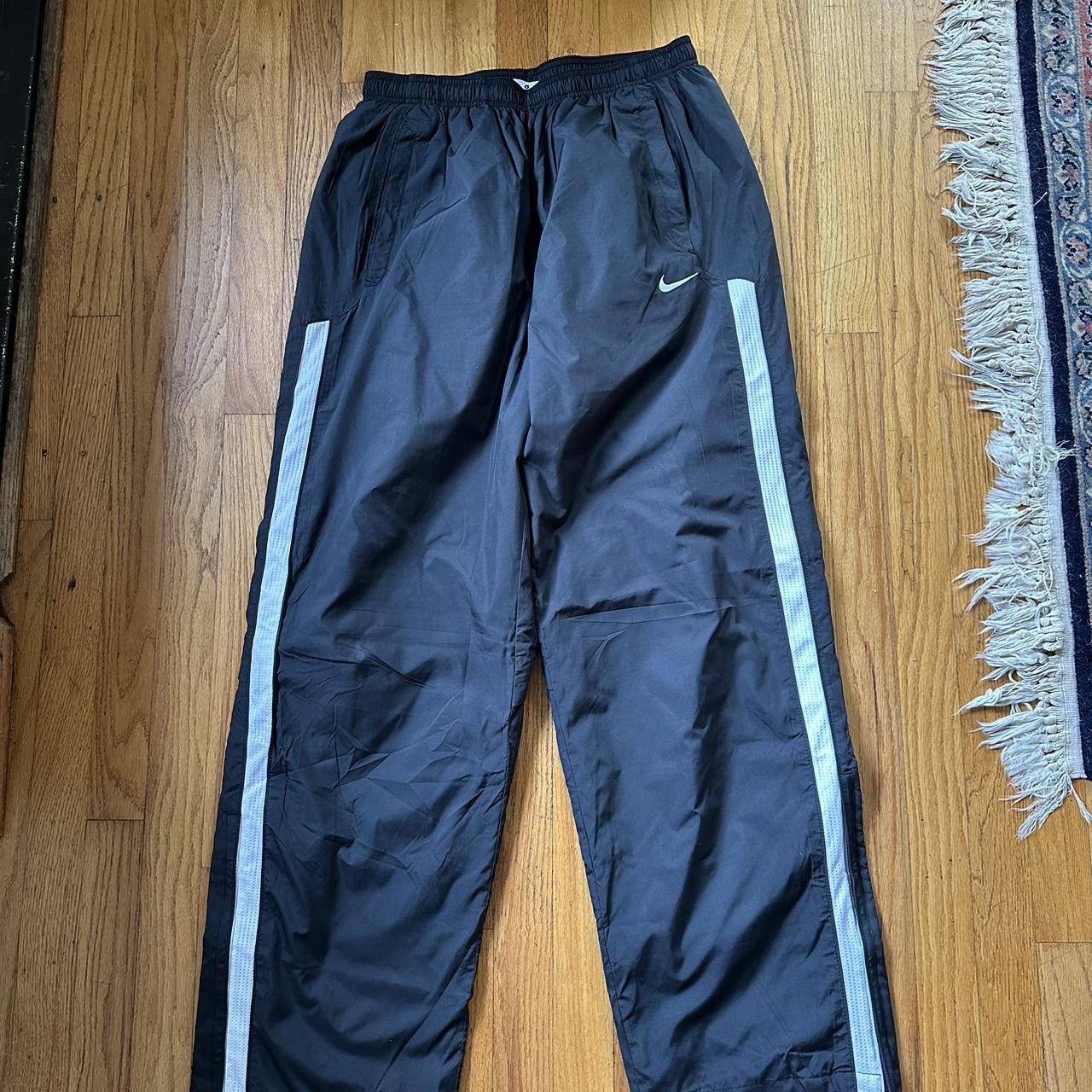 Nike black and white swishy track Zipper Depop
