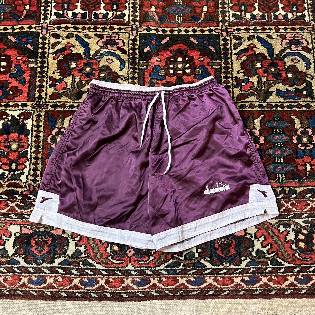 Diadora Men's Burgundy Shorts Depop