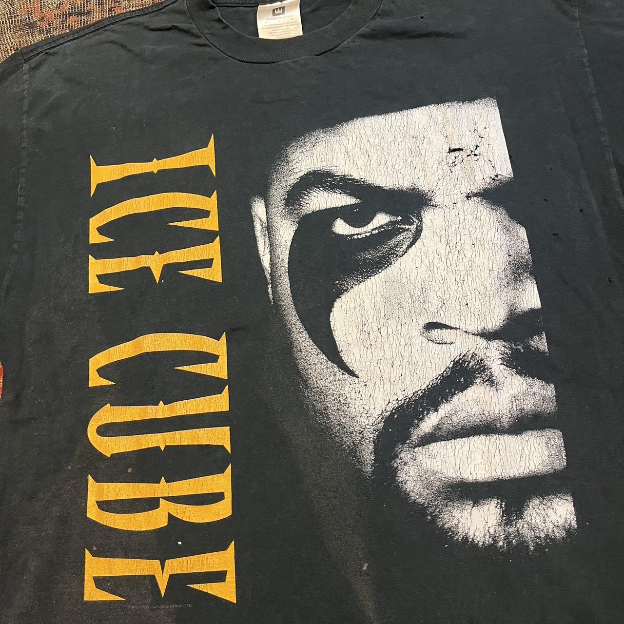 Vintage 1990's Ice Cube rap tee in good distress - Depop