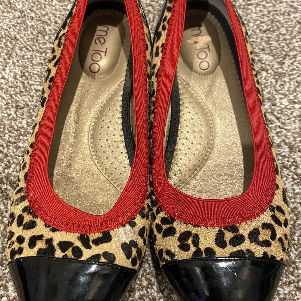 Me Too Cheetah Print w red Trim Patent Leather. Depop