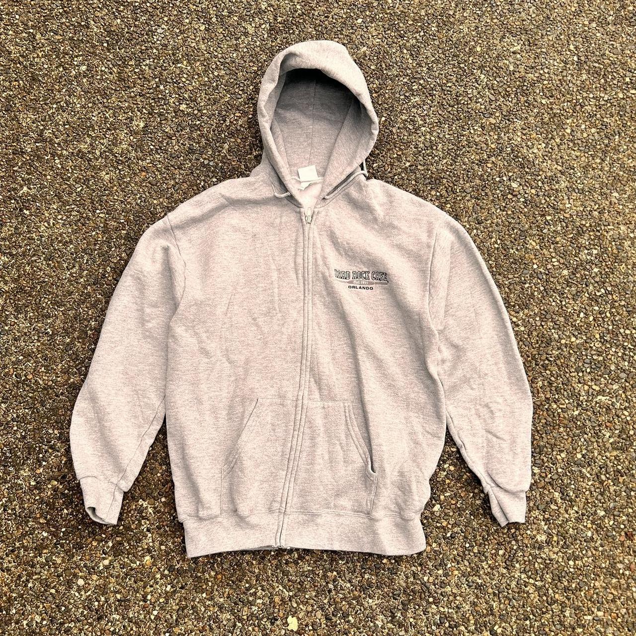 Gray HARD ROCK Hoodie Orlando Mens Depop
