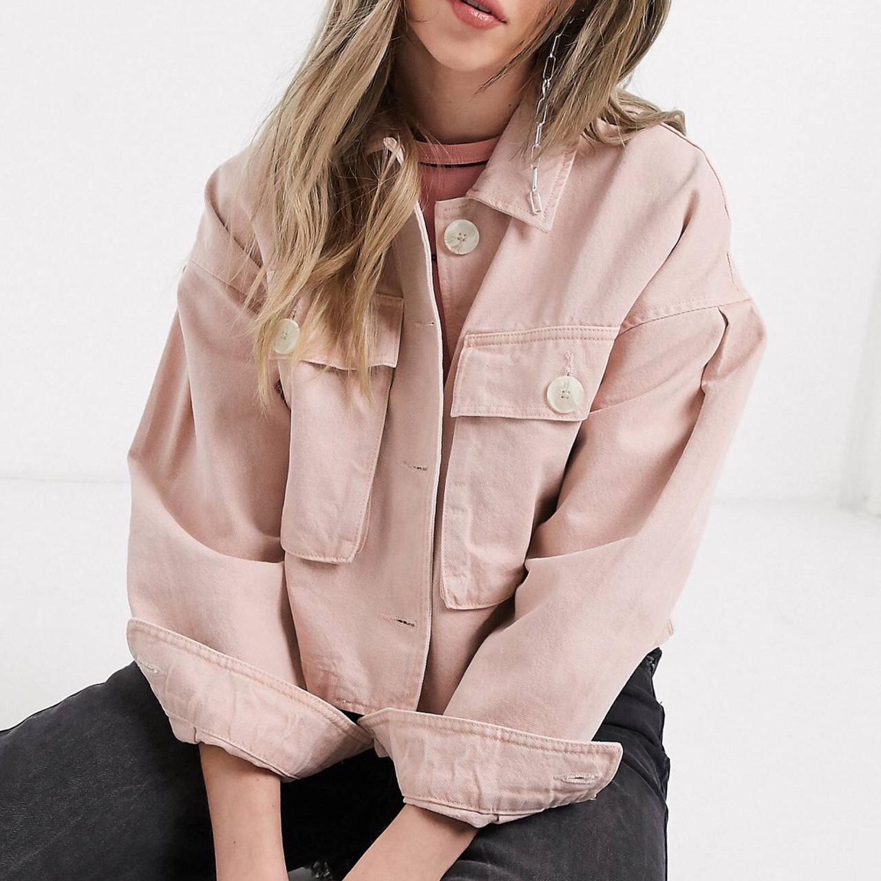 Bershka pink denim jacket best sale