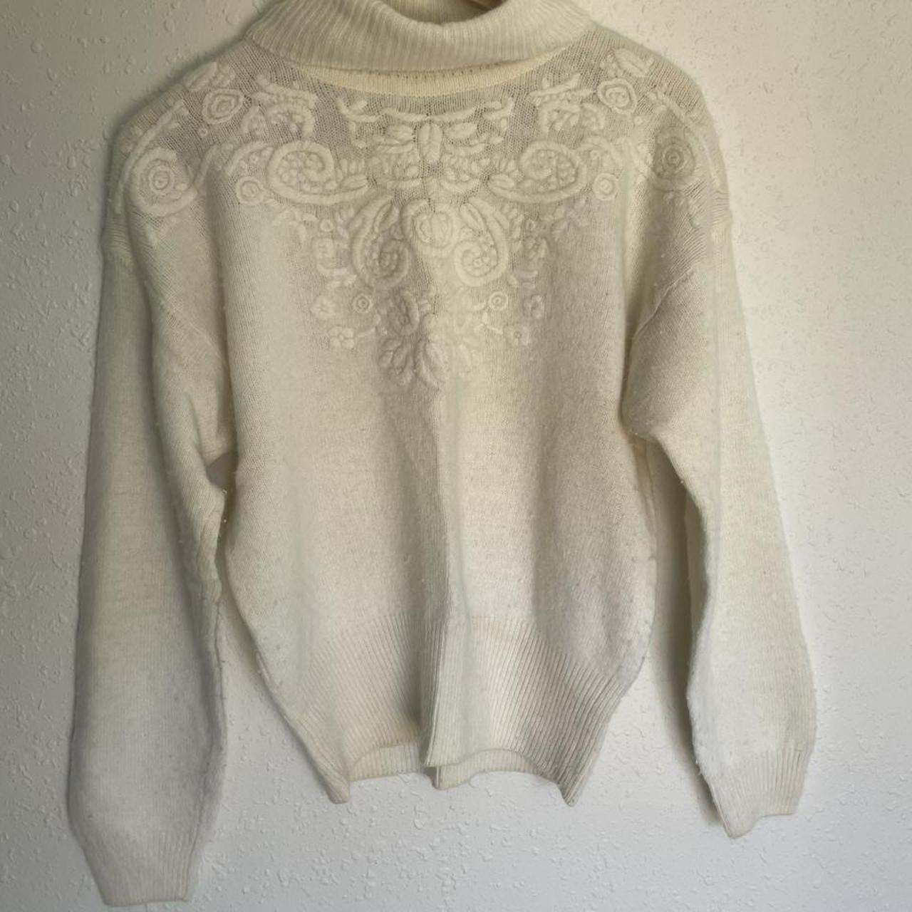 Ivory Lambs wool turtle neck pull over sweater #wool... - Depop