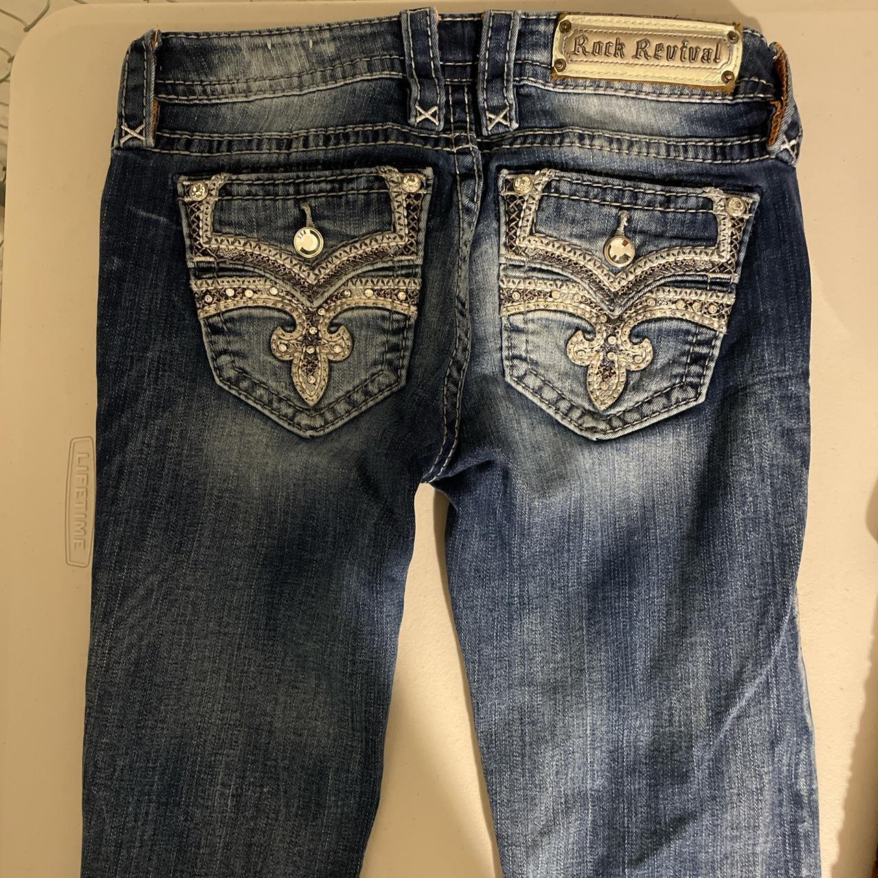 Y2K rockstar revival rhinestone jeans cutest jeans,... - Depop