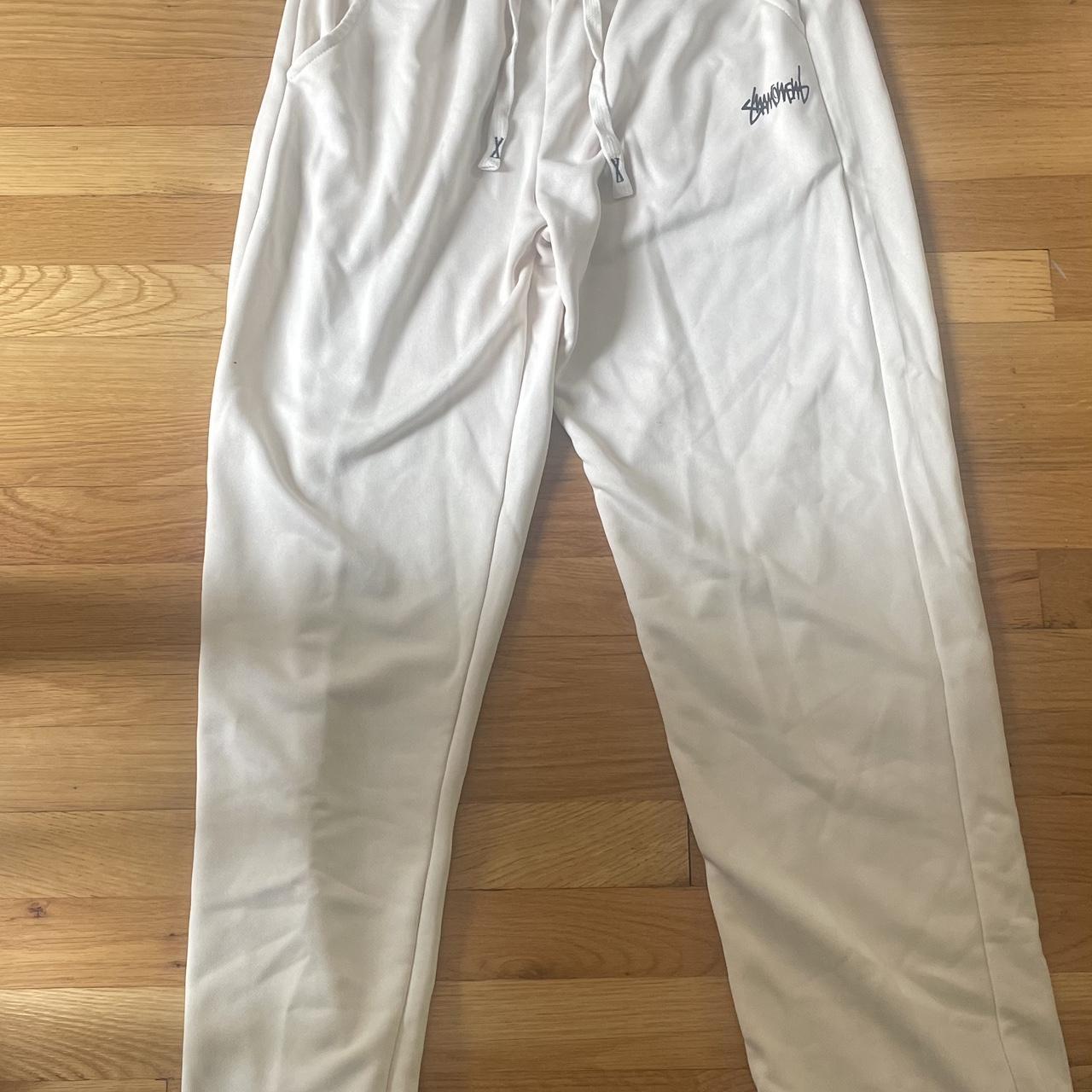 White Stussy Sweatpants - Depop