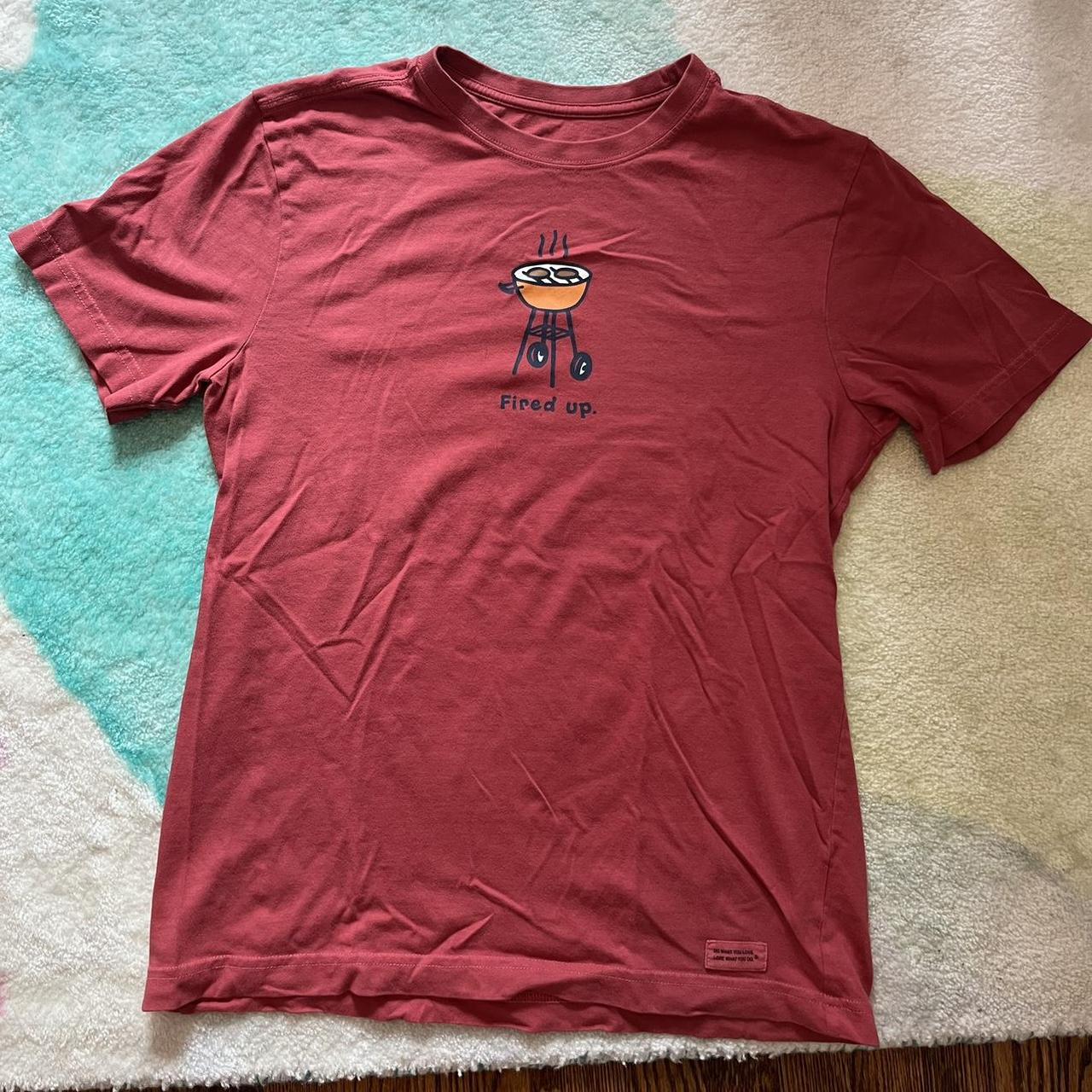 -red fired up life is good shirt -men’s... - Depop