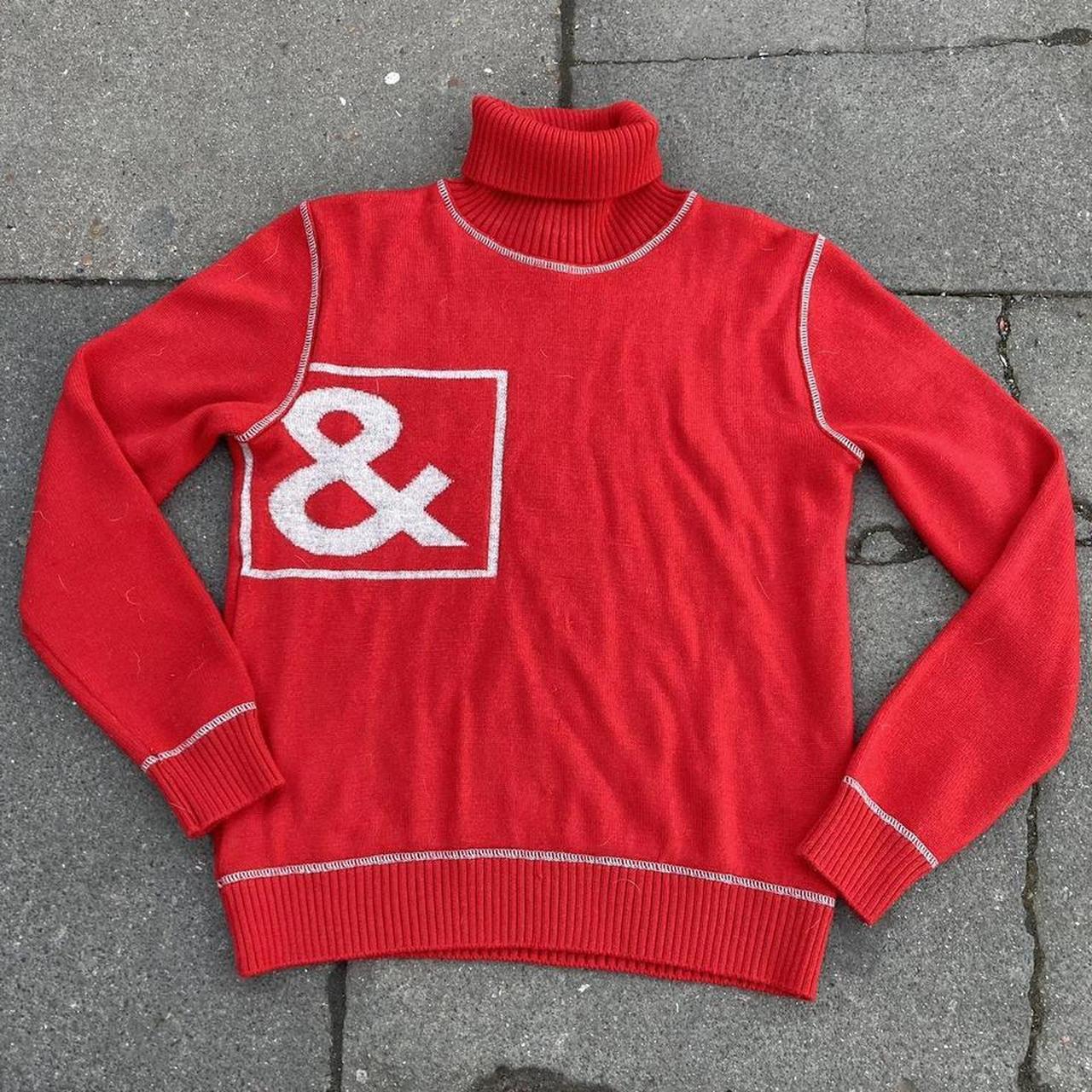 y2k D&G red jumper with roll neck and logo... Depop