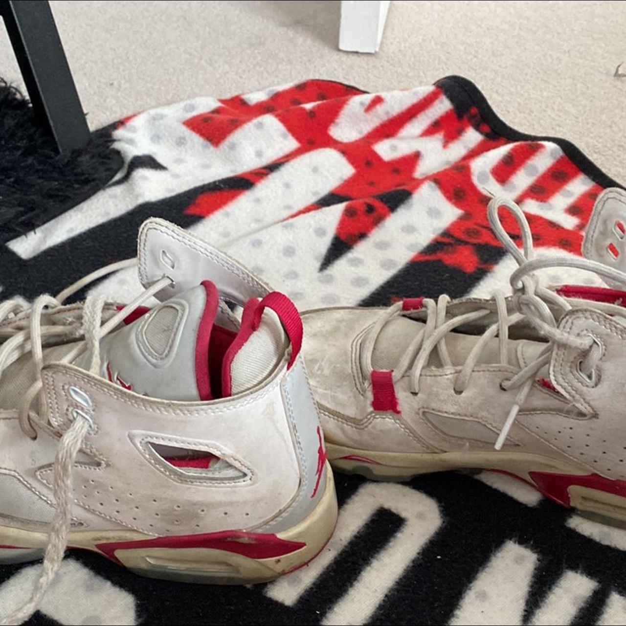 Size 4.5 beat Jordan’s red and white - Depop