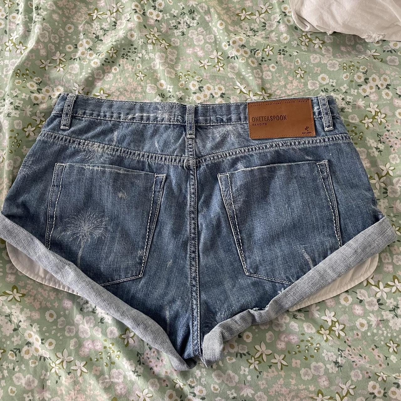 Denim one teaspoons with slight white palm trees on.... - Depop