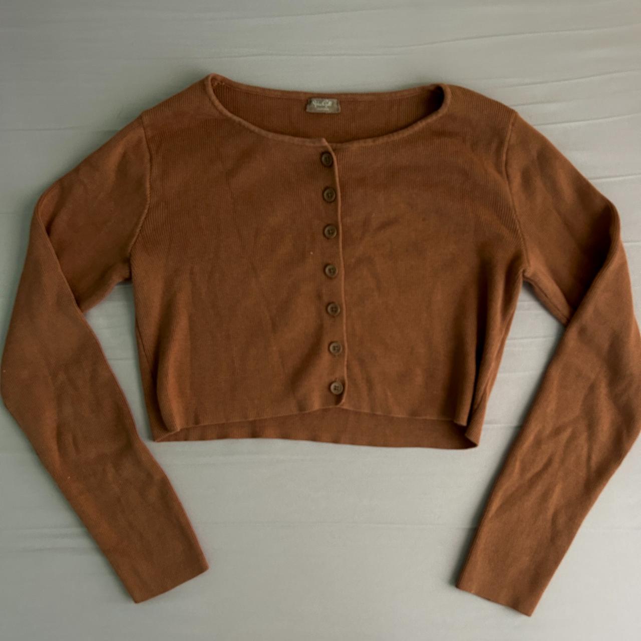 Brown cropped Pacsun sweater Depop