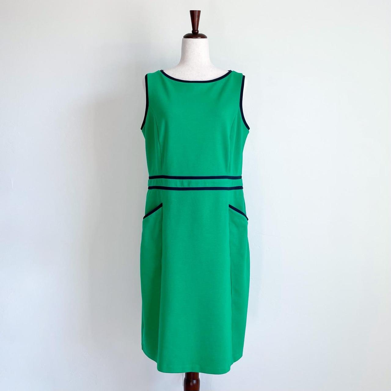 Boden Women's Green and Navy Dress | Depop