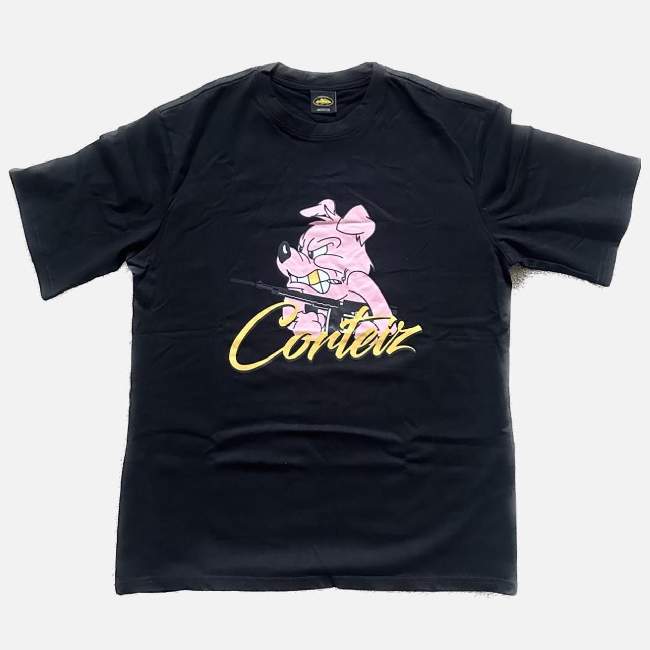 Corteiz Men's Black and Pink T-shirt