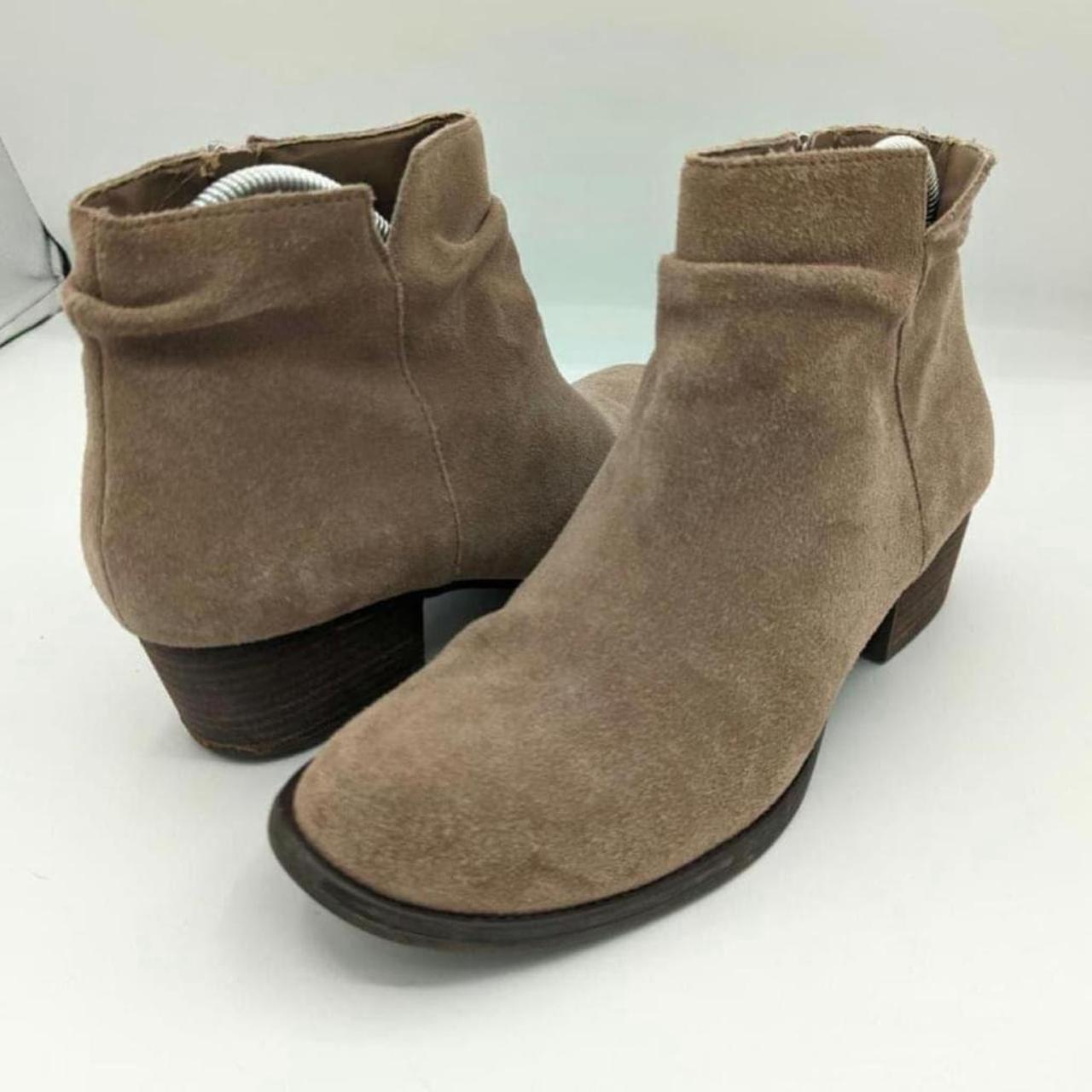 Jessica Simpson Dalisa Tan Suede Ankle Boots Stacked. Depop