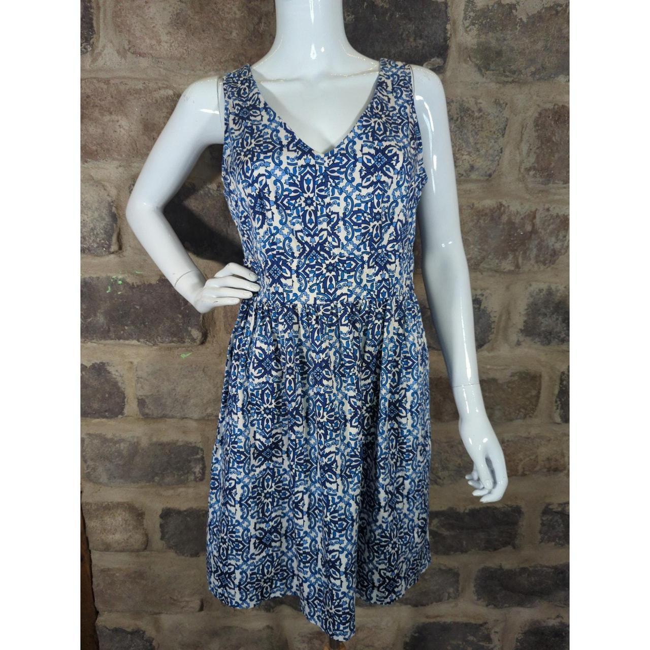 Milly Women's A-line Dress - Blue/White - 8 – Milly of New York Floral Geometric Navy …