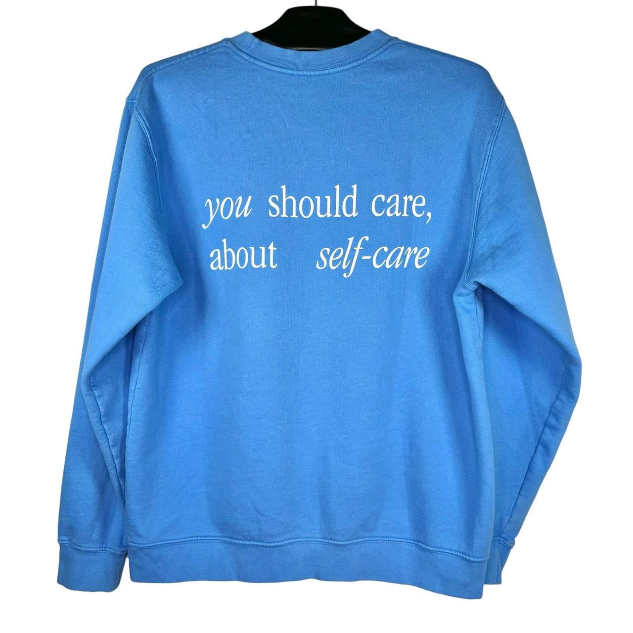 Summer Fridays Blue Self Care Pullover Sweatshirt