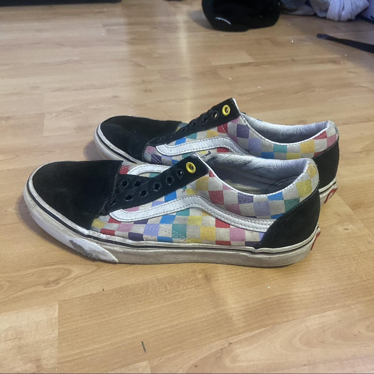 Rainbow checkerboard store vans size 7