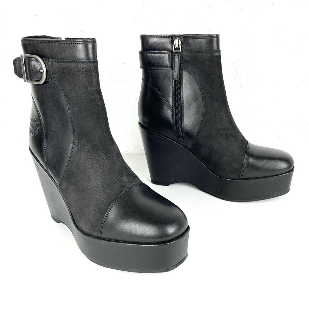 Harley-Davidson Celina Platform Wedge Booties Black... - Depop