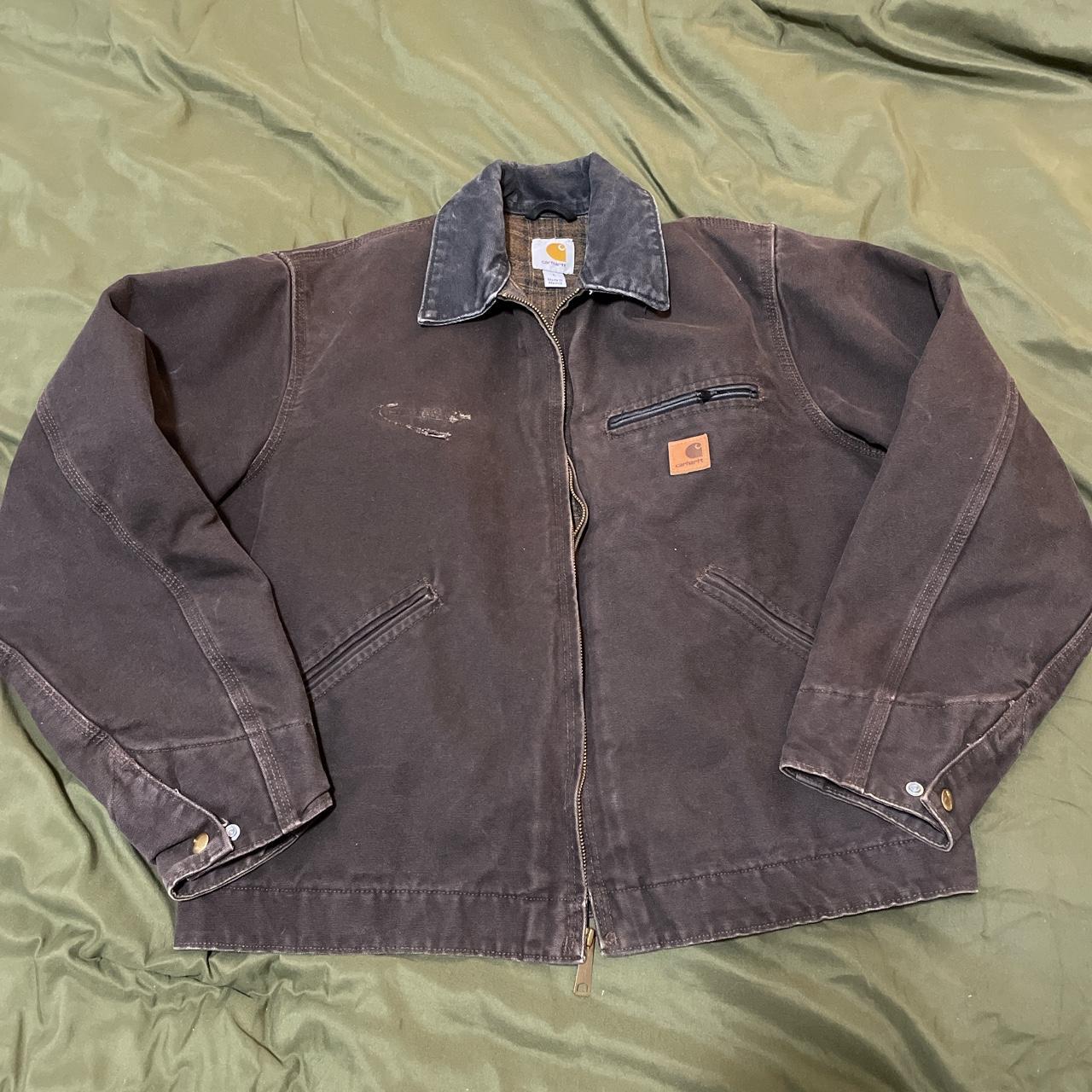 Vintage brown Carhartt Detroit jacket -small flaws... - Depop