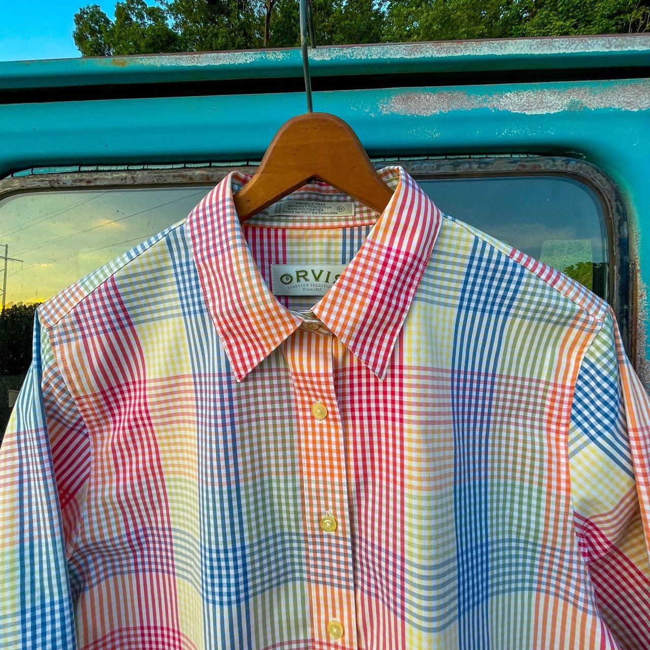 Orvis Men's Shirt - Multi - L – 90s Y2K rainbow p… - image 4