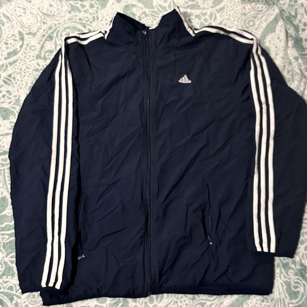 NAVY BLUE ADIDAS TRACK JACKET (L) MESH | Depop