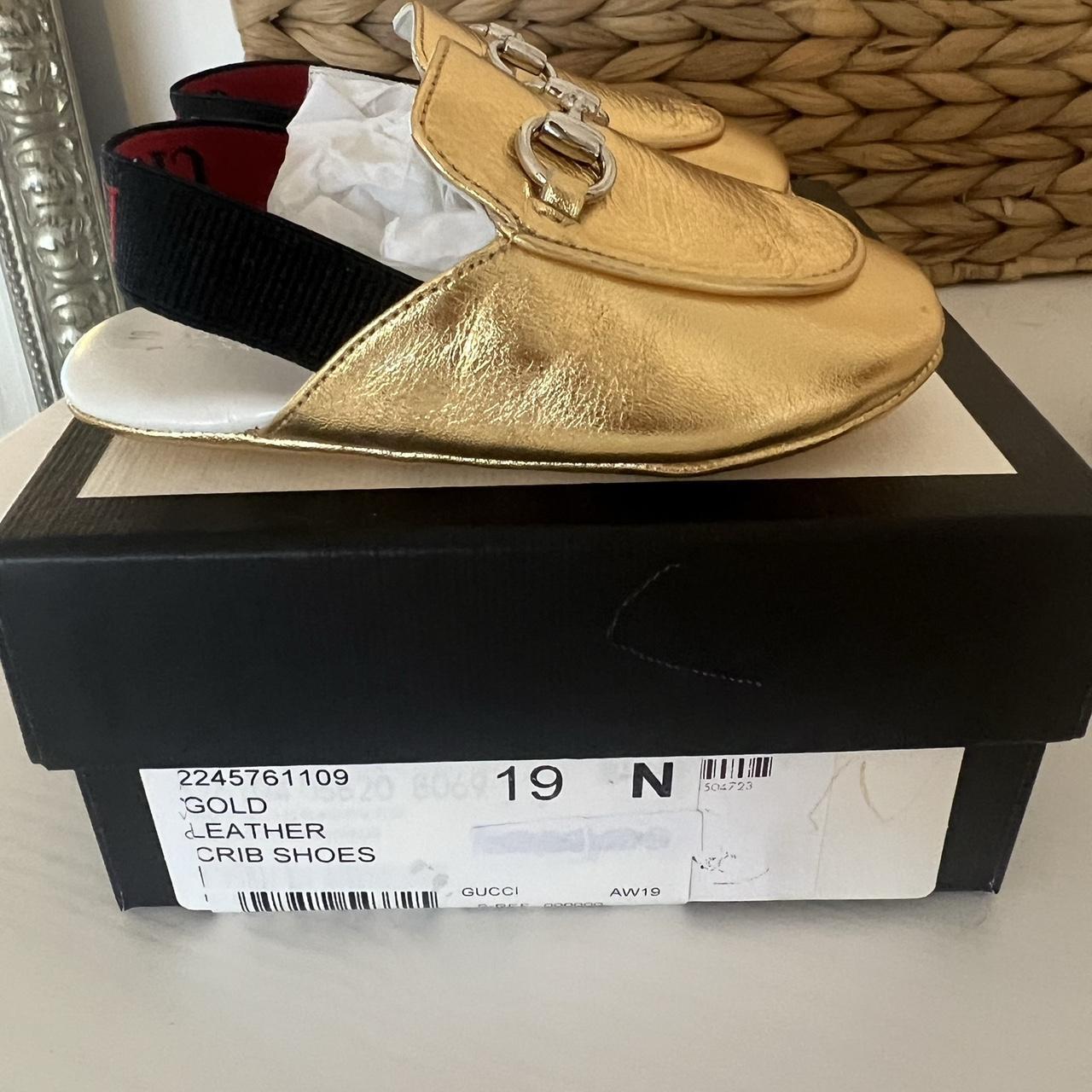 Gold Gucci Princetown Loafers NEVER WORN size 3 Depop