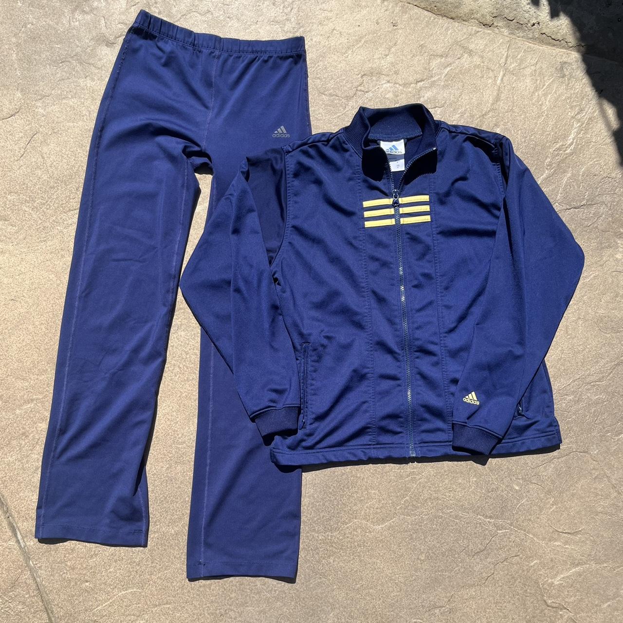 Blue ausgabe and yellow adidas tracksuit womens