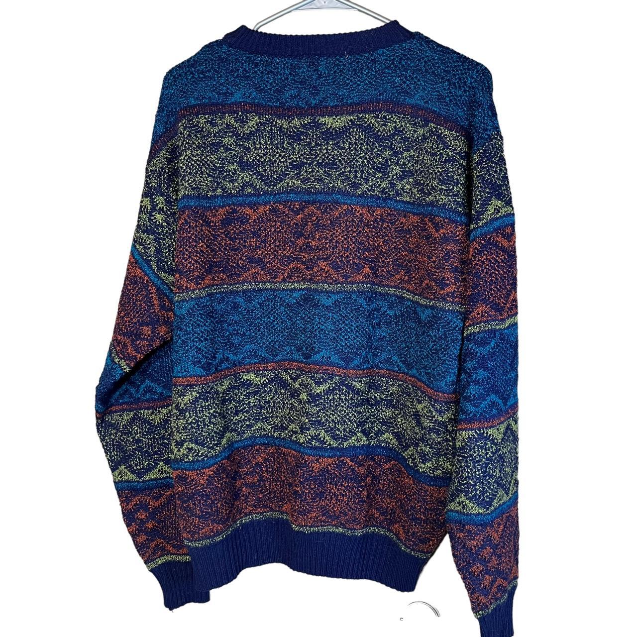 Vintage Sweater Graphix Bold Stripe Pattern Grandpa... - Depop