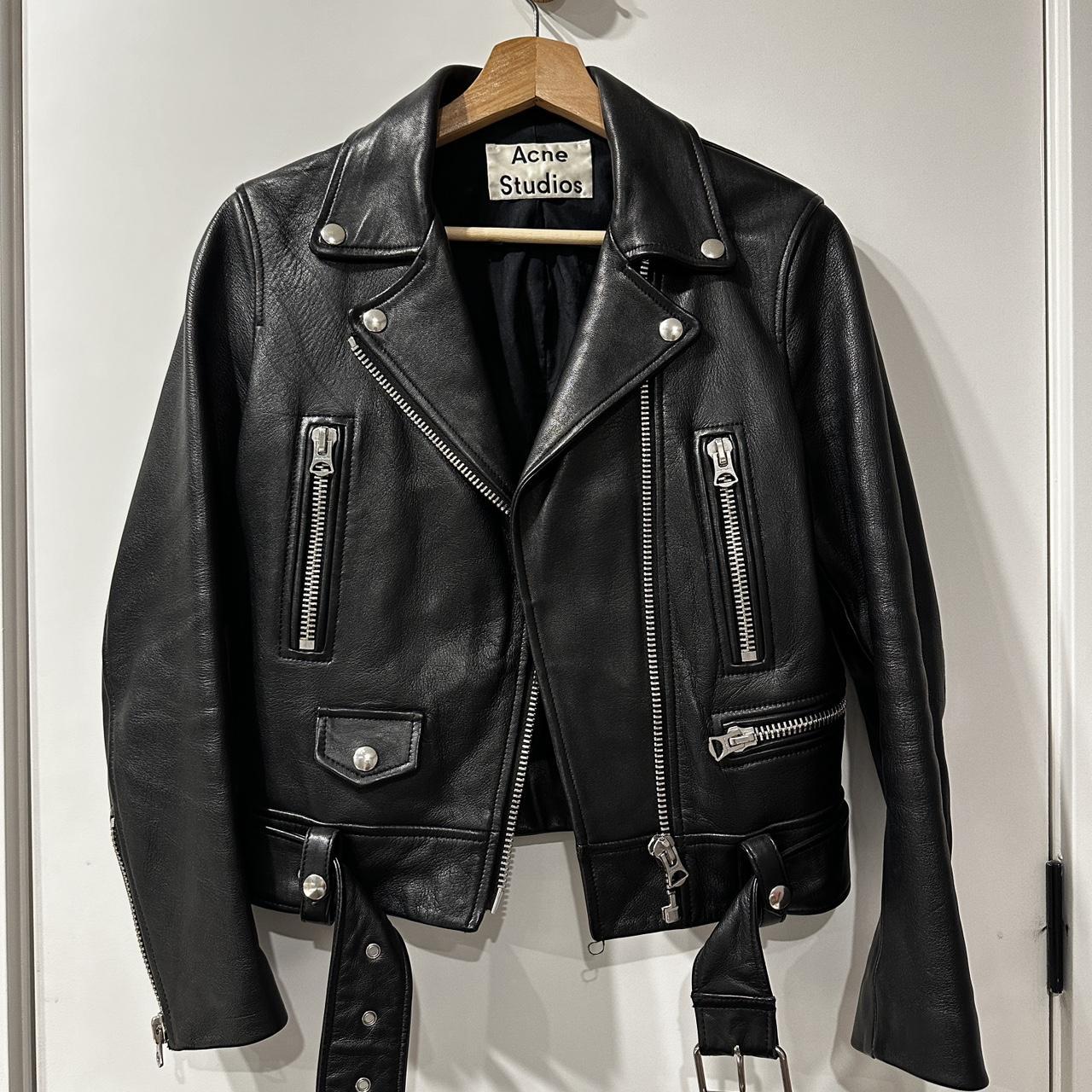 Acne Studios leather biker jacket Size 32 Lightly... - Depop