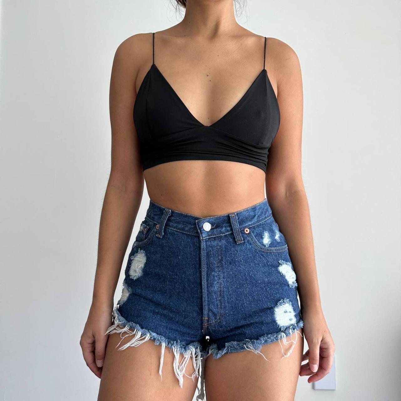 Plus size denim cutoff shorts cheap
