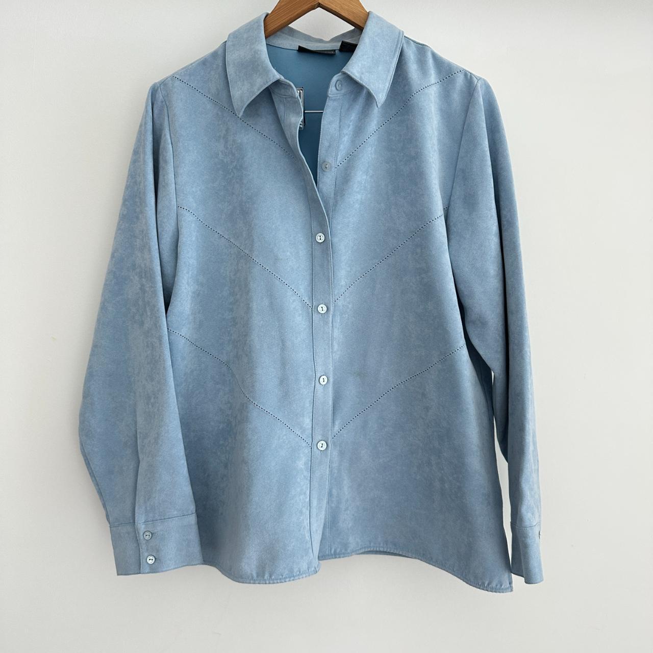 Vintage vegan suede button front shirt...