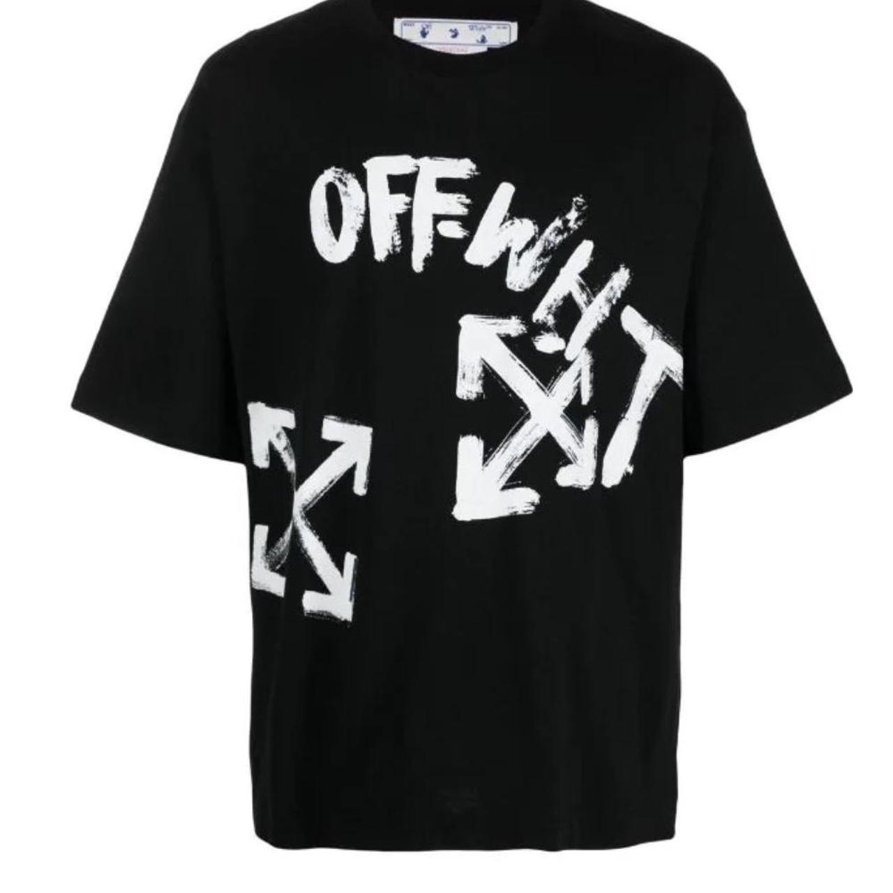 Off-White Men's Black and White T-shirt | Depop