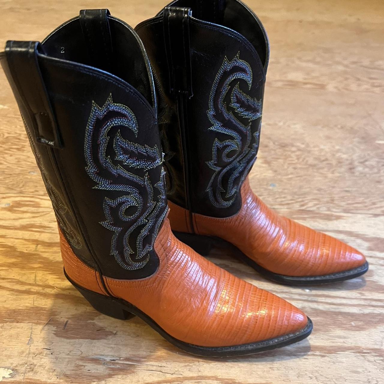 Orange and black cowboy on sale boots