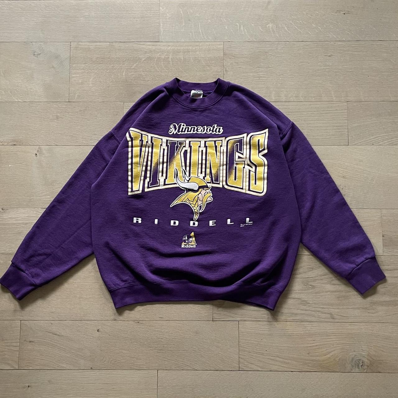 Vintage Minnesota Vikings sweatshirt in yellow. From - Depop