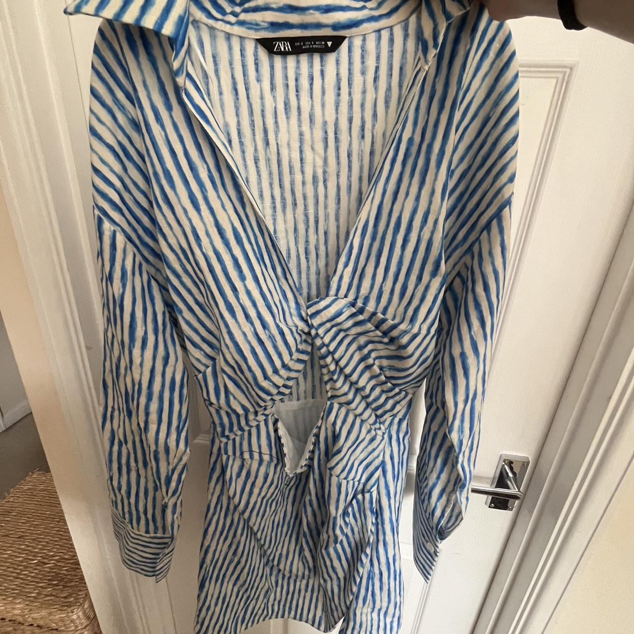 Blue and white striped shirt dress, Zara