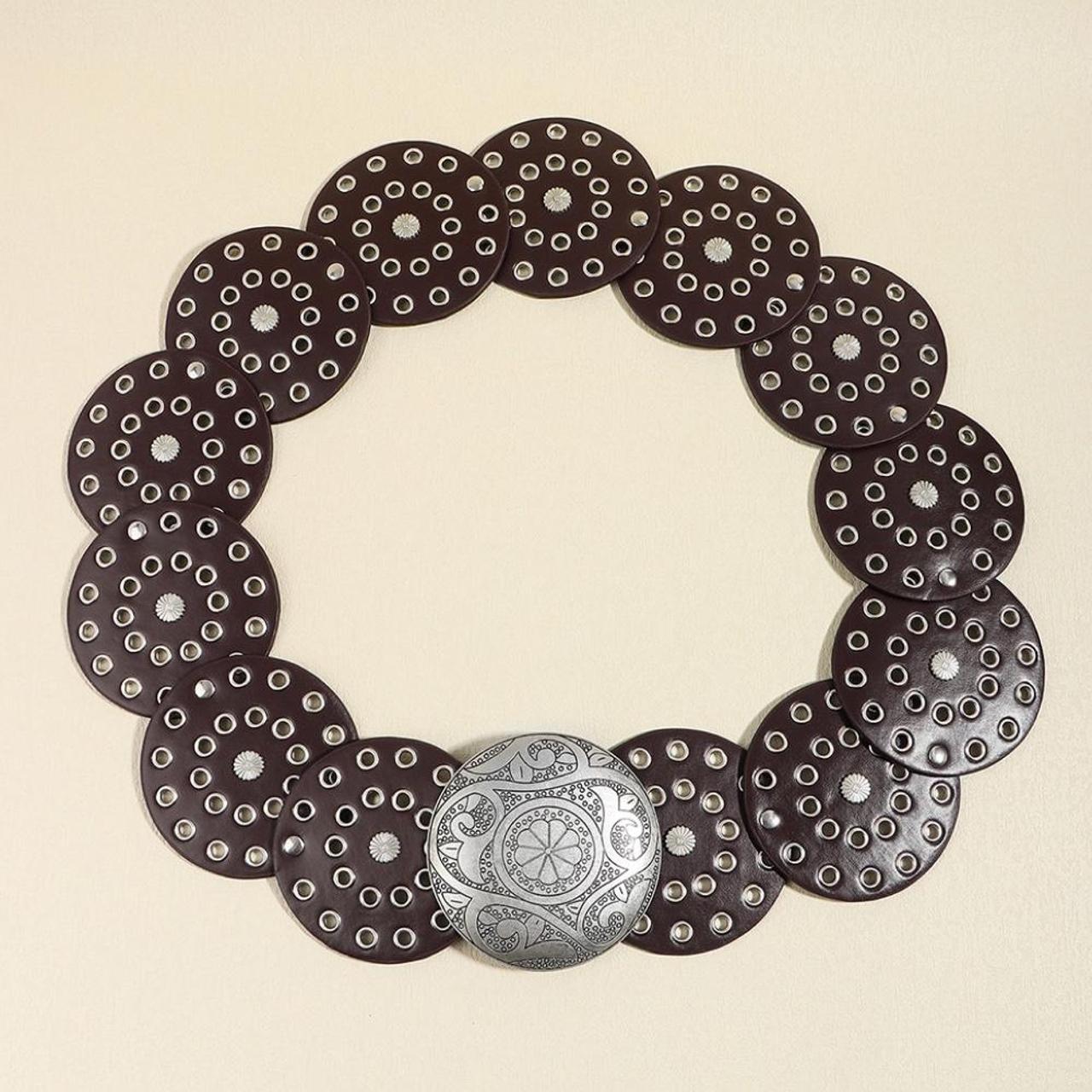 Women's Wide Disc Western Belt – Boho Concho Leather Look Belt, Adjustable Vintage Cowboy Style