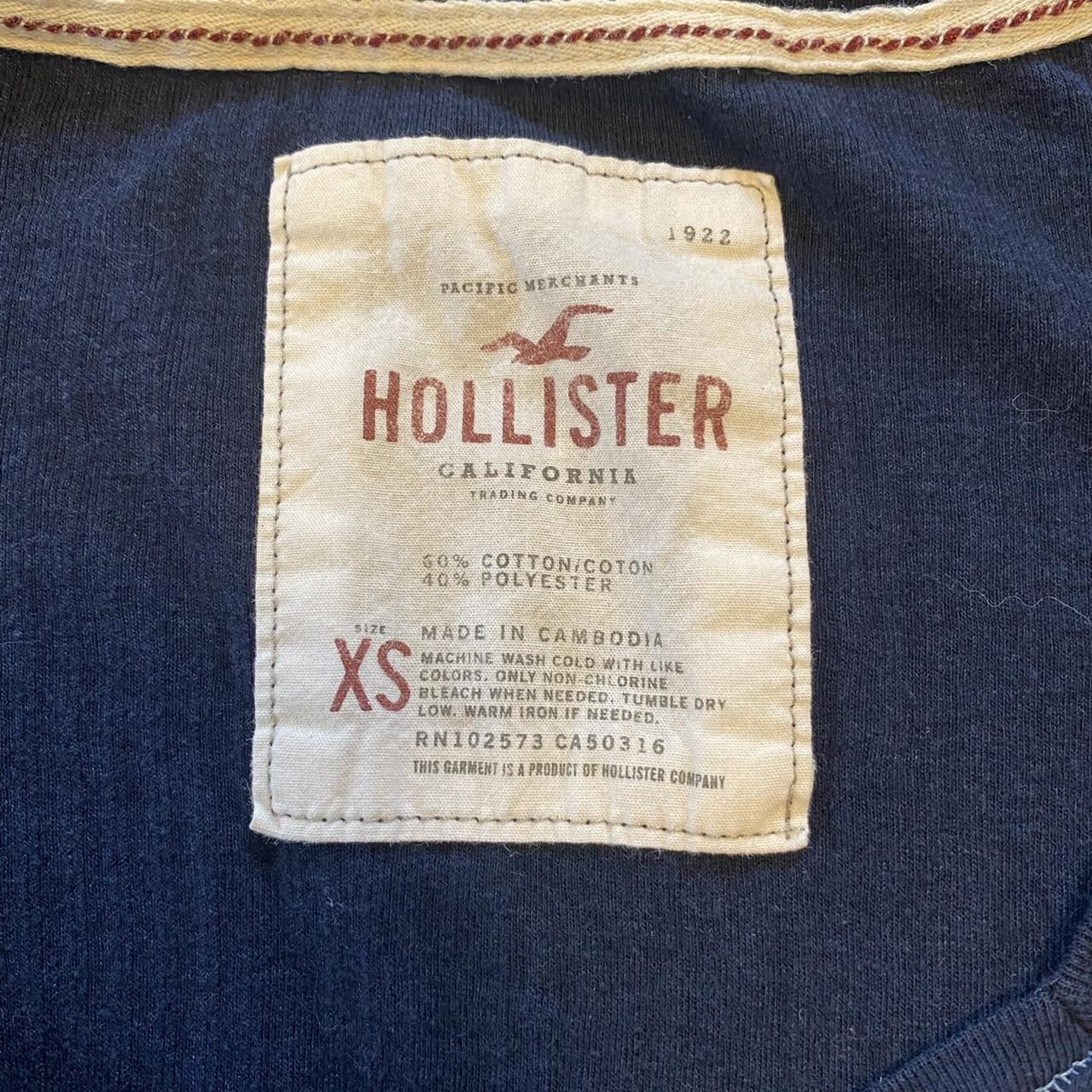 Vintage y2k navy blue Hollister babydoll henley tee.... - Depop