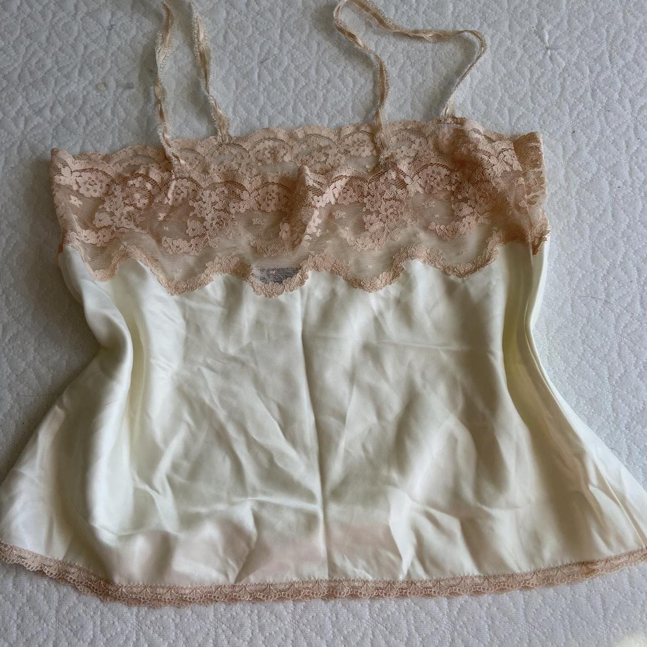 lovely vintage fairy camisole with lace trim / chest... - Depop