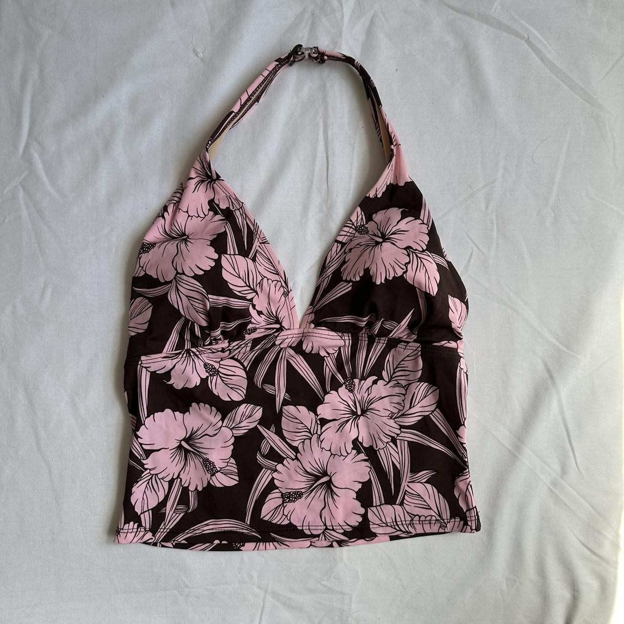 Y2k floral halter cami top Early 2000s halter... - Depop