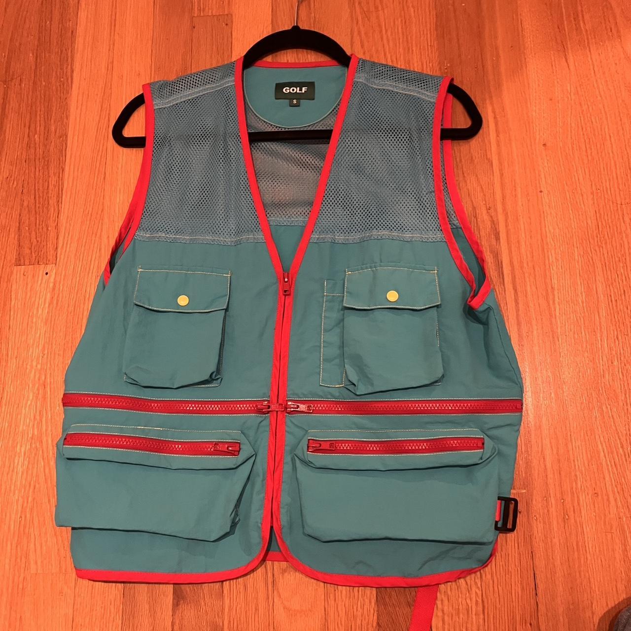 Cargo Fishing Vest Olive green and black with - Depop