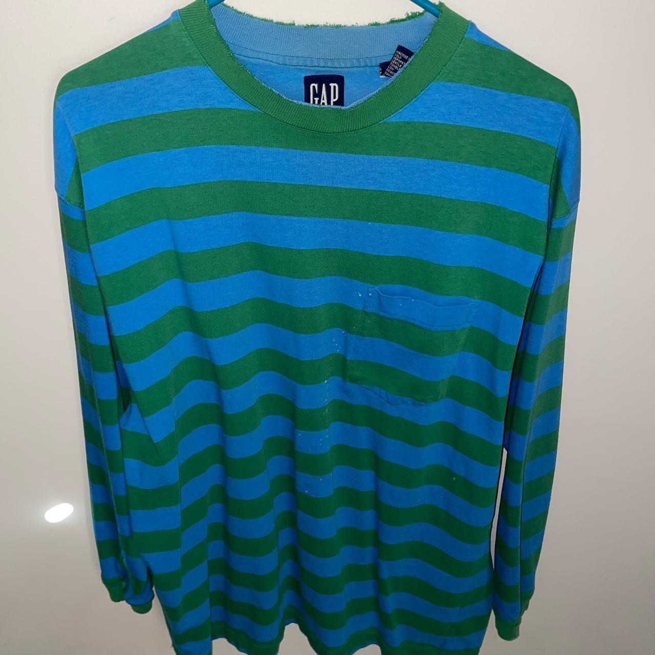 Gap Men's Blue and Green Shirt Depop
