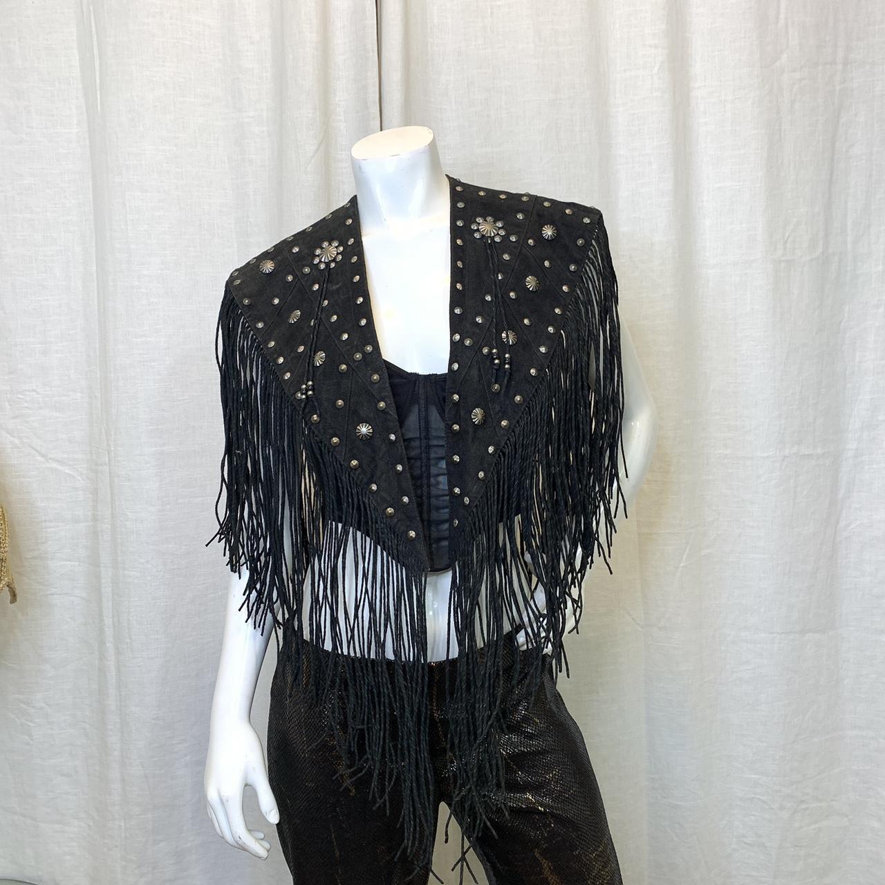 Pre-owned cripple creek Suede Leather fringe shawl... - Depop