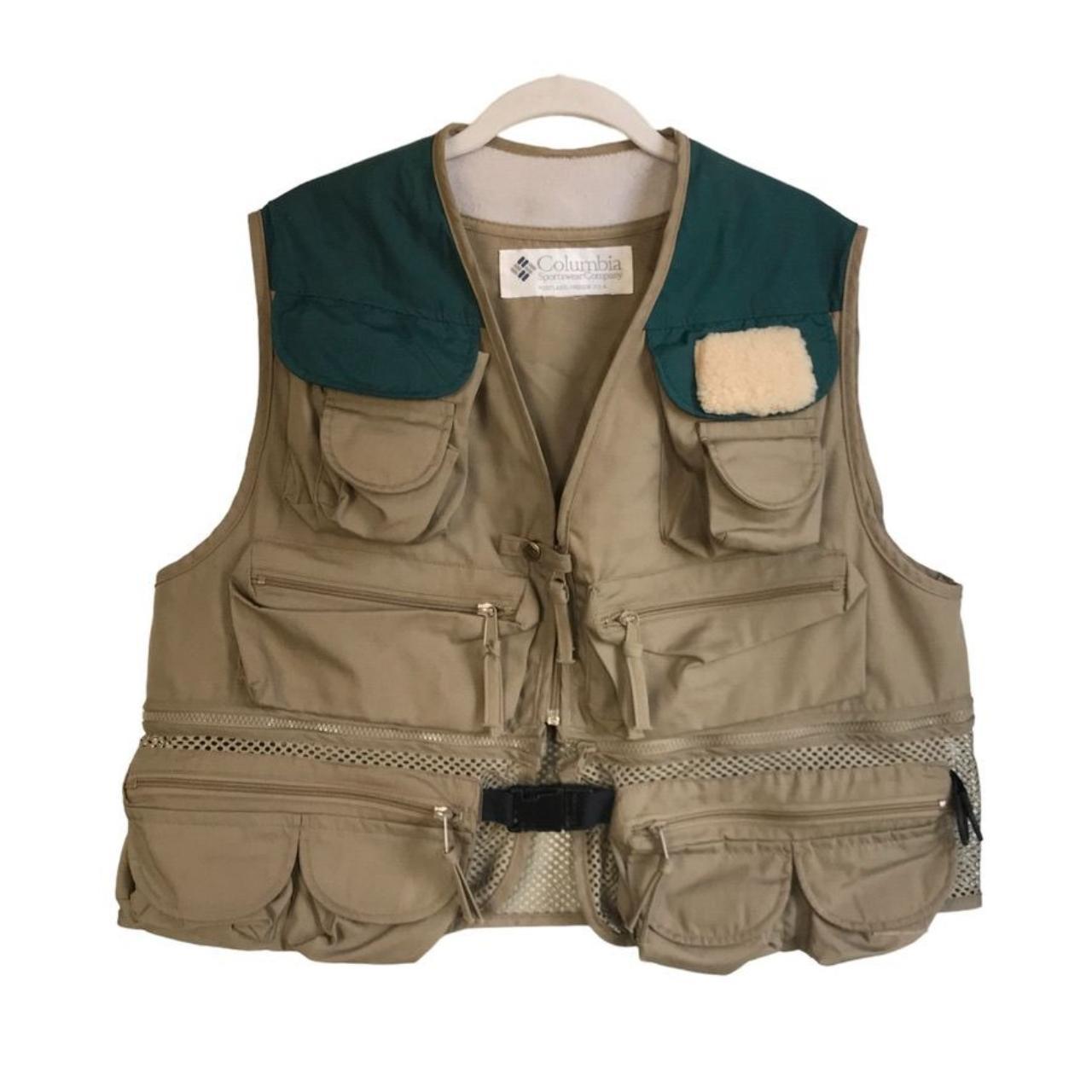 Cabela's Performance Fishing Gear Vest in Tan/Green - Depop
