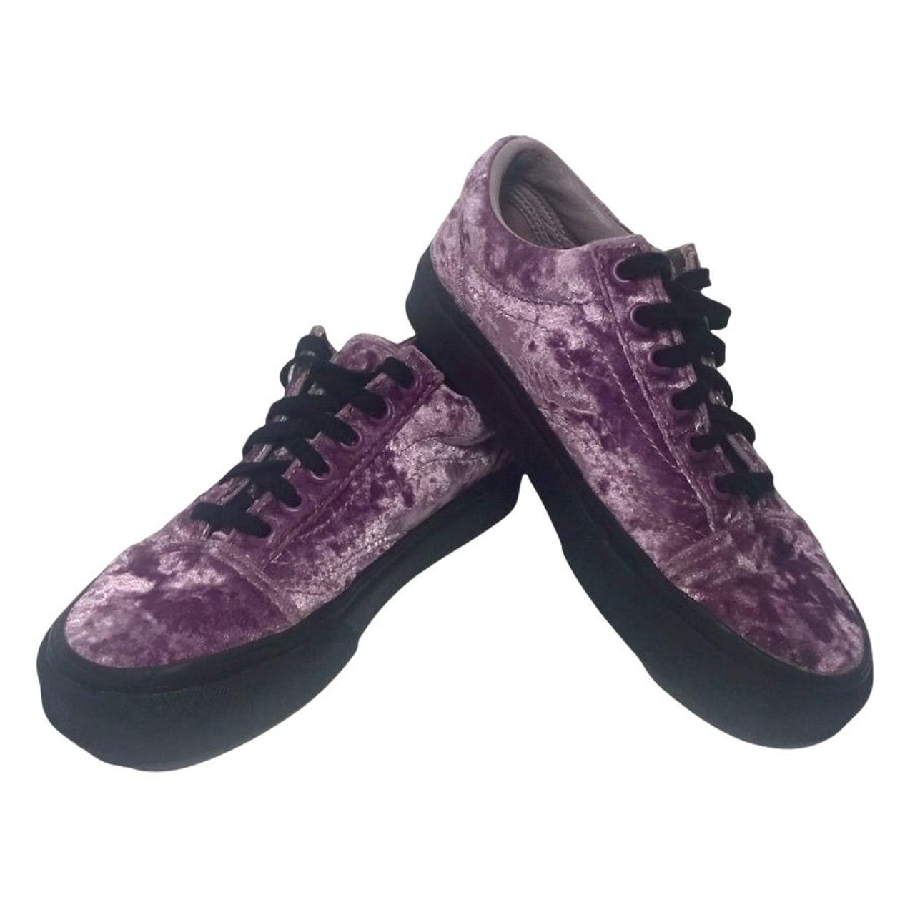 Vans Old Skool Velvet Lowtops in Sea Fog/Black Depop