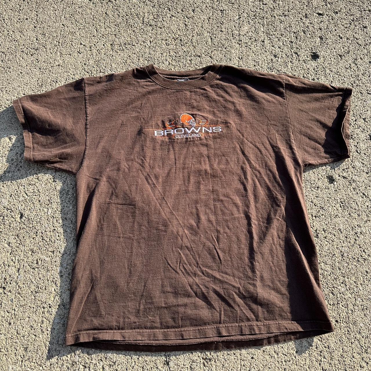 Vintage 2000s Cleveland Browns Logo Brown T Shirt In - Depop