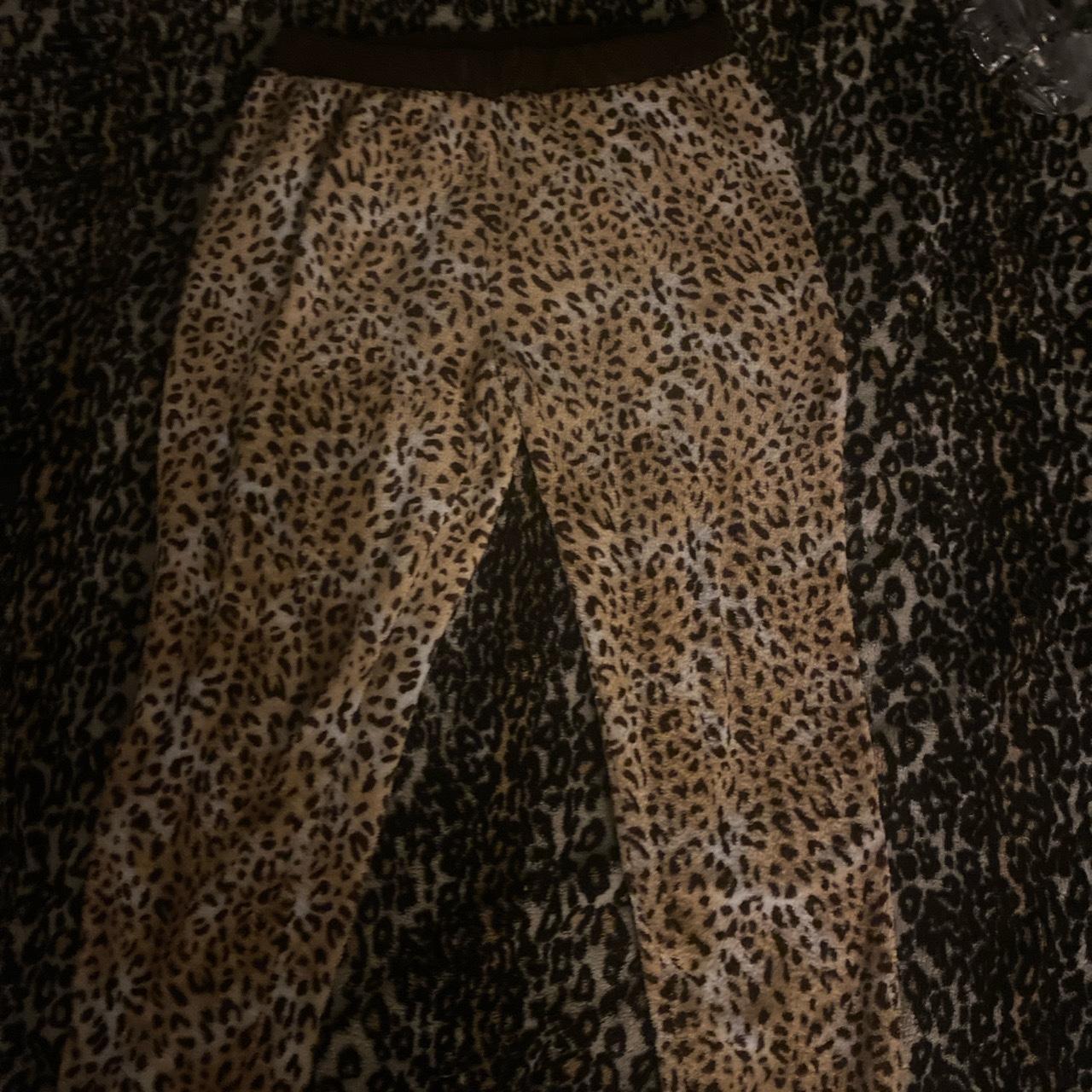 fuzzy leopard print pjs - Depop